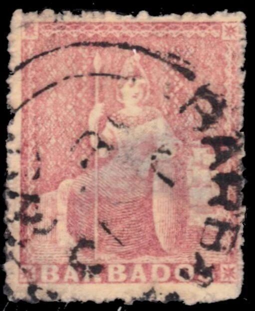 BARBADOS 17 (SG25) - Alegoría de Britannia "1859 Rosa Roja" (pb73890) $77 Foto 1 de 1