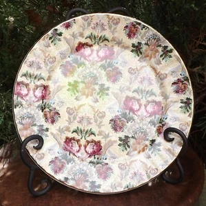 CROWN DORSET STAFFORDSHIRE ENGLAND PEONY CHINTZ PLATE 8-1/4" - Picture 1 of 7