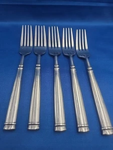 Lot of 5 Hampton AVIGNON 1 Satin Stainless Dinner Forks 7 3/4" - Picture 1 of 5
