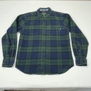 Woolrich Trout Run Flannel Shirt Mens Small Green Blue Plaid Long Sleeve - Picture 1 of 8