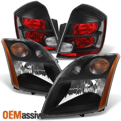 Se adapta a 07-09 Sentra faros negros de repuesto + pares de luces traseras negras combo Foto 1 de 4