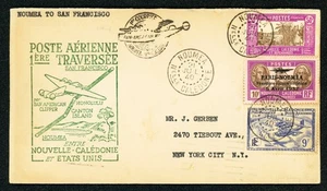 [NEW CALEDONIA] 1940 1st Flight Noumea / New York / San Francisco - Picture 1 of 2