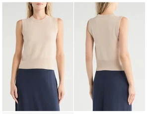 NWT $395 VINCE Crewneck Wool Blend Top S- Light Oak - Picture 1 of 4
