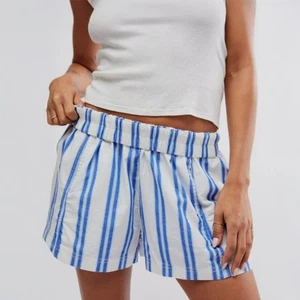Free People Get Free Striped Pull On Shorts Blue White Size Medium NEW NWT - Picture 1 of 10