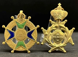 Wonderful antique lot x2 education catholic merit award cross. crown, enameled - Picture 1 of 9