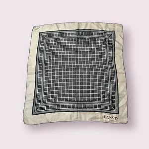 Bufanda de seda Lanvin Paris verde geométrica estampado cuadrado diseñador vintage - Imagen 1 de 5