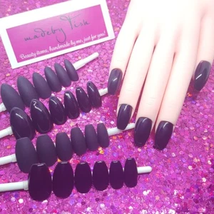 Ready To Wear - Passion For Purple | Dark Purple | Coffin or Stiletto Nail Set - Picture 1 of 9