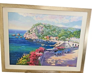 S.SAM PARK ORIGINAL 1998 "COSTA BRAVA" 39x29 Canvas Painting W/signature 97/325 - Picture 1 of 4