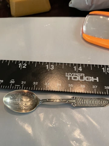 Sterling Souvenir Spoon.  Brooklyn Bridge Flatiron NYC VTG EXC Detail! Cover