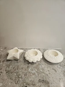 NIB Partylite Tea Votive Sea Drifters Bisque Candle Holders Set of 3 - Picture 1 of 14