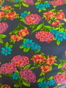 4yd. +cut vintage cotton floral blue fabric quilting dress skirts New - Picture 1 of 2