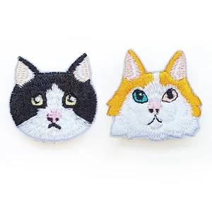 Brooch Backpack Tote Bag Pin Embroidery Cartoon Lifelike Tuxedo Odd-eyed Cat - Picture 1 of 10