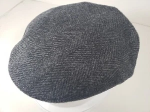 BORSALINO DORIA GRAY HARRINGBONE WOOL MOHAIR BLEND FLAT CAP MADE IN ITALY  - Picture 1 of 6