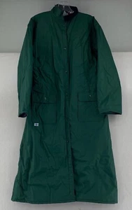 Vintage Charles River Knee-Length Flannel Lined Adult Rain Jacket Size S Green - Picture 1 of 9
