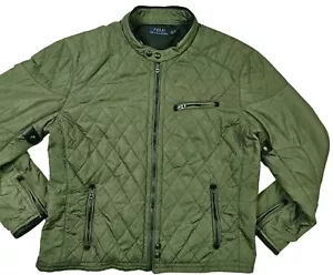 *HOT Men's POLO RALPH LAUREN @ SPORTS BIKER Slim QUILTED OLIVE GREEN Jacket XXL - Picture 1 of 18