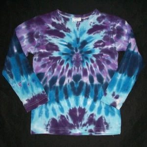 Organic Tie Dye Child Long Sleeve T-Shirt 6 Blue & Purple Hippie Kid Tye Dyed - Picture 1 of 1