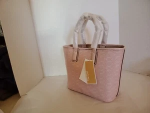 Michael Kors Jodie Small Powder Blush Jacquard Recycled Polyester Tote Handbag - Picture 1 of 12