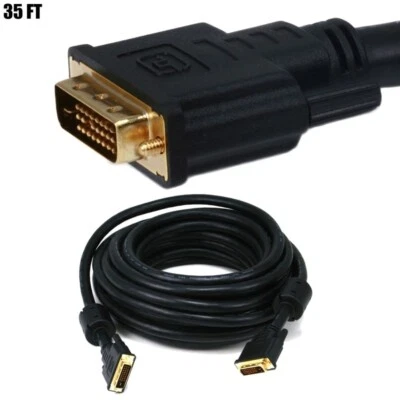 35FT DVI-D Dual Link Male to Male Monitor Cable PC HDTV 24AWG CL2 Gold Plated - Image 1 of 3