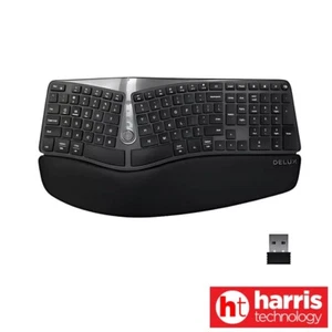 DELUX Ergonomic Split Keyboard GM901D Wireless with Soft Palm Rest - Black - Picture 1 of 24