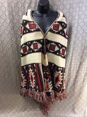Poncho Tonos Tierra Hippy Festival De Colección Años 70 Jc Penney Moda Tejido Capa Capa Foto 1 de 4