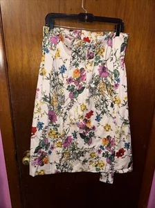 Carolina Belle Montreal Women’s White Floral Midi Skirt Size 8 Boho Fairy - Imagen 1 de 6
