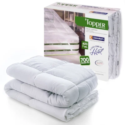 Topper materasso Biancaluna 7 cm singolo una piazza e mezza matrimoniale 700 gr