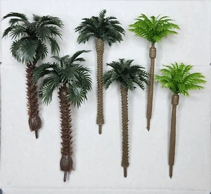 Six 6 Small Mini Palm Trees Model Dioramas Crafts Green Trees 3.5- 4 Inches Tall - Picture 1 of 2