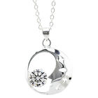 Silver Moon Necklace Jewellery for Women Cubic Zircon stone link bar chain N288