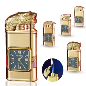 Windproof Lighter Vintage Watch Bezel Jet Dual Flame Torch Refillable Butane Hot - Picture 1 of 17