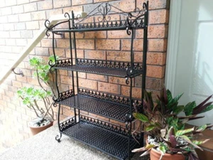 Handmade Country Style 4 Tier Shelf Rack Succulent Plant Stand Shoe Rack BLK - Picture 1 of 7