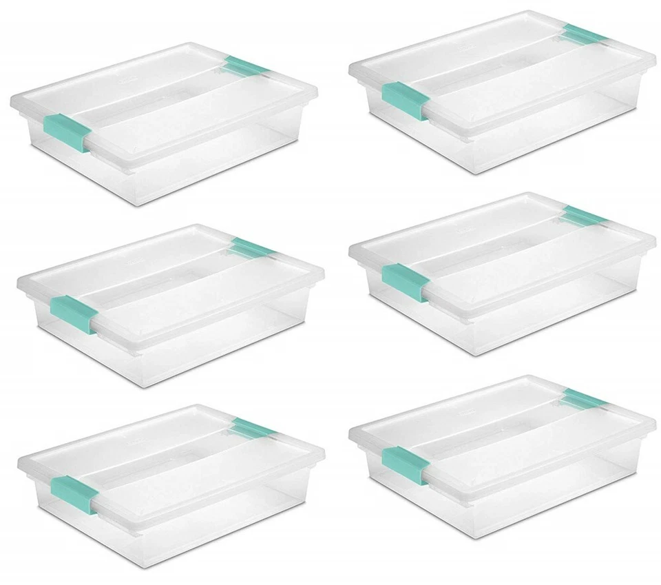 Sterilite 19638606 Large Clip Box, Clear Storage Container Latches, 6-Pack - Image 1 of 4