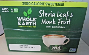 Whole Earth Stevia & Monk Fruit Zero Calorie Sweetener, 400 Packets - Picture 1 of 4