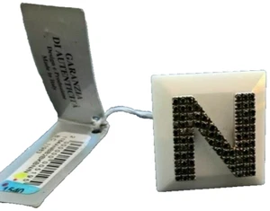 Anello donna in corian bianco oro 18 kt lettera N misura 11/12 84 diamanti neri - Imagen 1 de 9