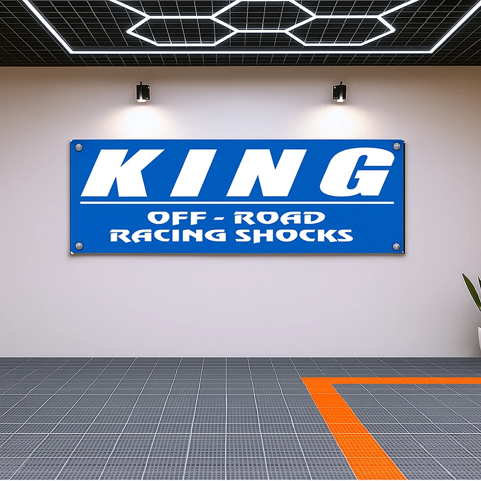 King Off-Road Racing Shocks Flag Banner 71x24 Wall Decors Garage Gift - Image 1 of 1