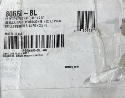 Rejilla de drenaje lineal Kohler K-80660-BL con patrón perforado - negro mate Foto 1 de 4