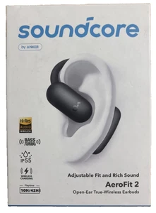 NEW Soundcore AeroFit 2 Open-Ear Wireless Bluetooth Adjustable Ear Hooks - Black - Picture 1 of 4