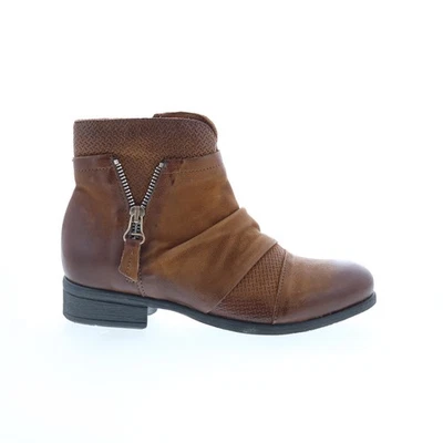 Botas al tobillo y botines Miz Mooz Sunny-QVC de cuero marrón con cremallera para mujer Foto 1 de 4