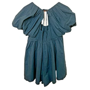 Anthropologie Romper Women S Teal Balloon Sleeve Smocked Babydoll Seaside Brunch - Picture 1 of 8