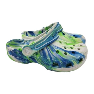 Crocs Glow In Dark Marbled Clogs Child/Toddler Size 9C Blue/Green - Picture 1 of 8