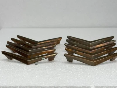 14 Vintage Original Reclaimed Copper Chevron Cabinet Door Pulls Handles - Image 1 of 4