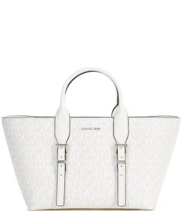 Michael Kors Moore MK Logo Buckle Detail Small Satchel Bag (Optic White/Allum) - Bild 1 von 4