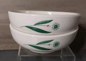 Green Field Homer Laughlin Set 2 Cereal Soup Dessert Bowls Restaurant Ware 5x2 - Picture 1 of 5