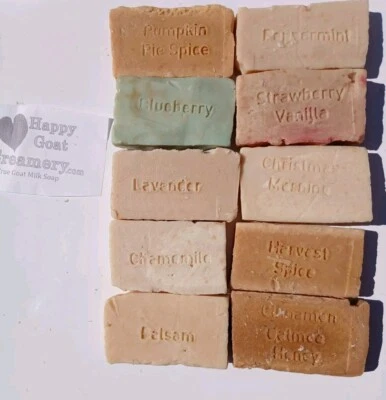 10 RIEGEL ROHE ZIEGENMILCHSEIFE REINE ÄTHERISCHE ÖLE HAPPY GOAT CREAMERY BILLIG GROSSPACKUNG LO - Bild 1 von 4