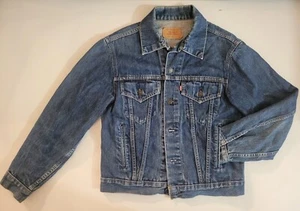 Vintage 80s Levis Jean Jacket Mens Size 40 Blue Denim Type 3 Trucker Patchwork - Picture 1 of 12