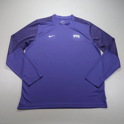 TCU Shirt Mens Extra Large Purple Nike Dri Fit Tee Short Sleeve Horned Frogs Cover