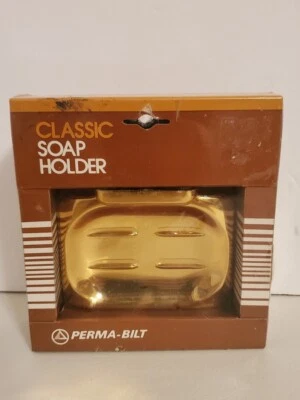 Vintage Metal Soap Holder Perma-Bilt 8558-47-1 Antique Brass USA-sealed - Image 1 of 2