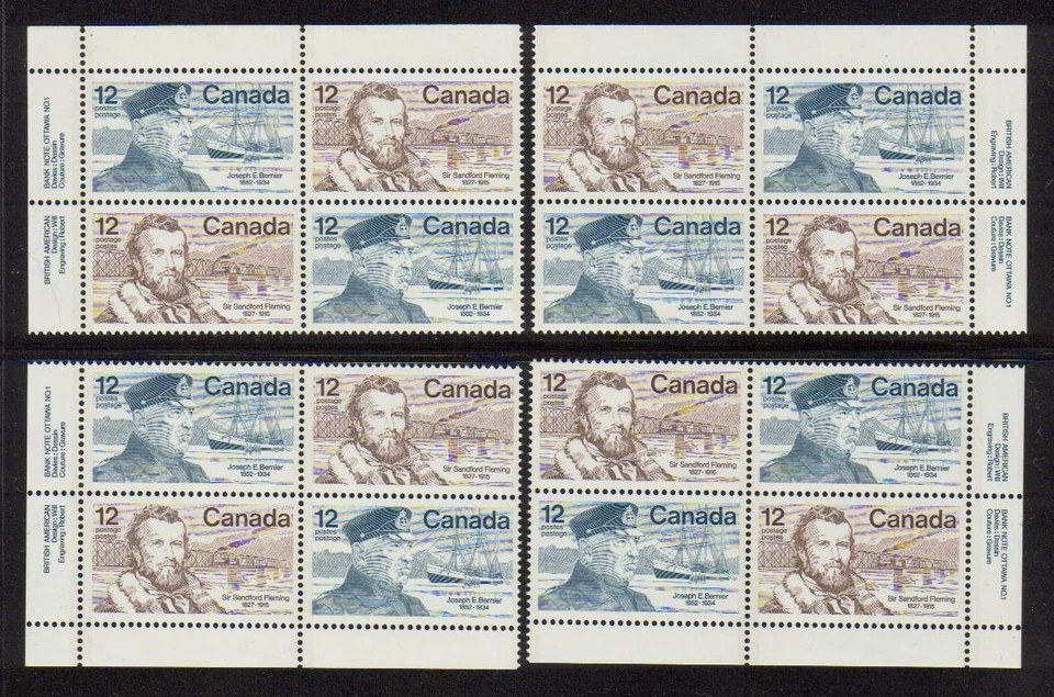 1977 Canada SC# 739a - Famous Canadians - Set of 4 Plate Blocks M-NH Lot # 2192 - Image 1 of 1