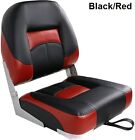 Boat Seat Low Back Folding Black & Red Premium UV Treated Marine Grade Vinyl  