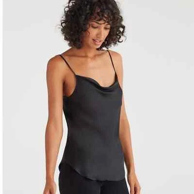 全新 7 For All Mankind 尺寸 XL 缎面圆领背心 黑色 — 第 1/4 张图片