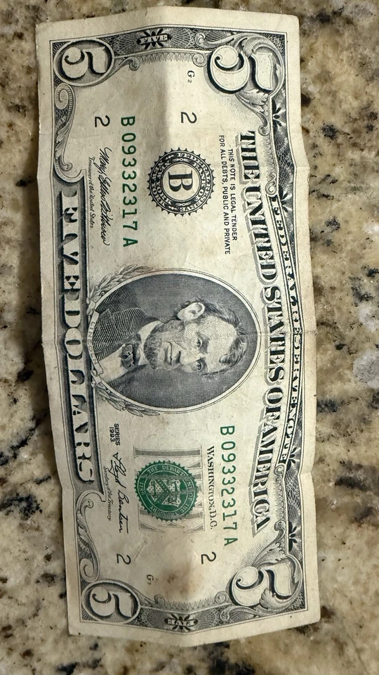Billete De $5 BB 77788999B 1993 En Buen Estado Para Coleccionistas Foto 1 de 1